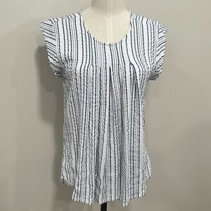 MICHAEL STARS Seersucker Striped Blouse Pilgrim Peasant Style Size Medium